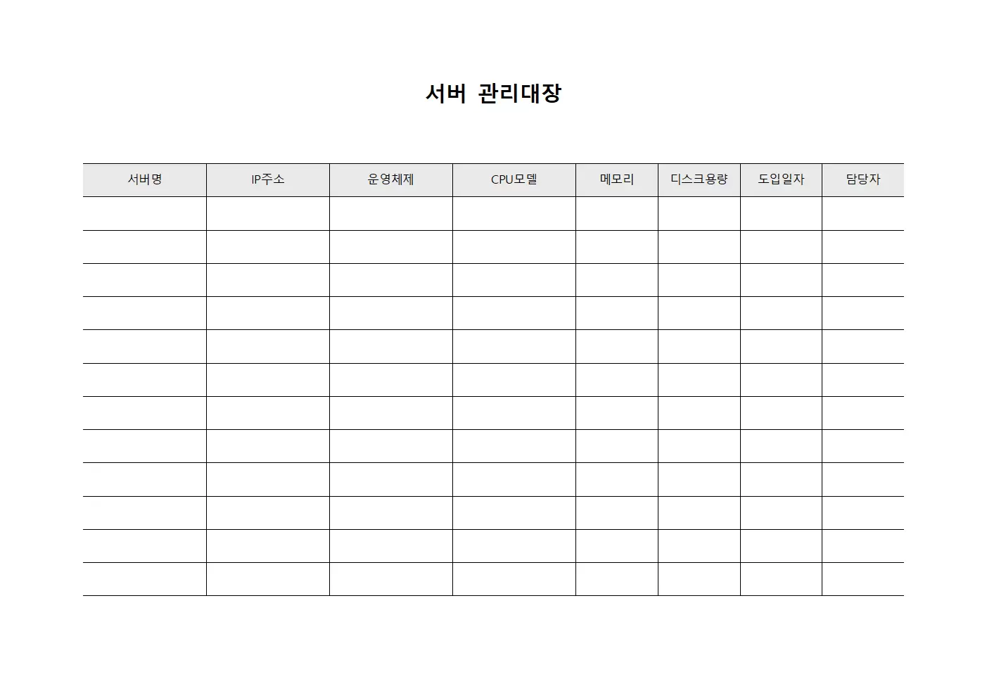서버관리대장 (하드웨어성능모니터링)