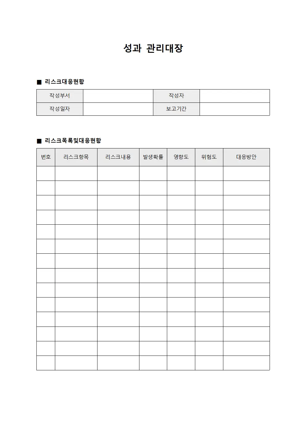 성과관리대장 (리스크대응현황)
