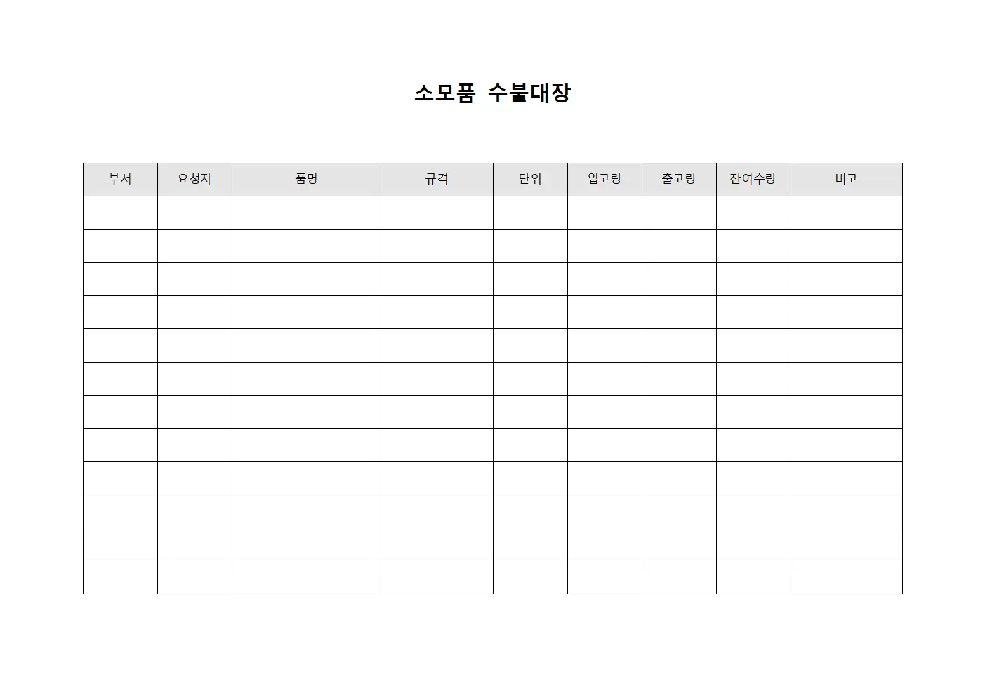 소모품수불대장 - 부서별 등록