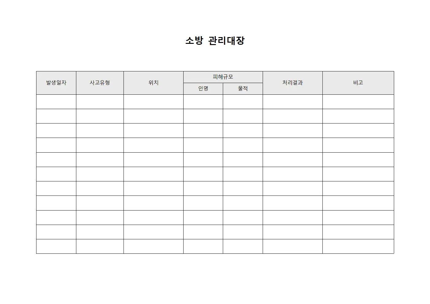 소방관리대장 (사고보고서)