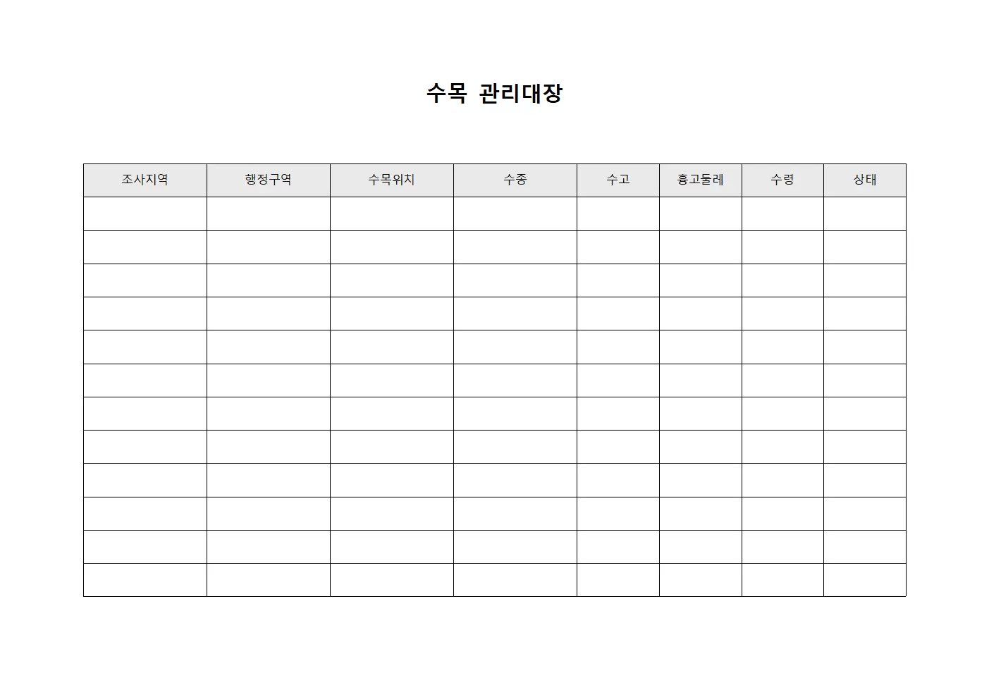수목관리대장 (경계지역 현지조사)