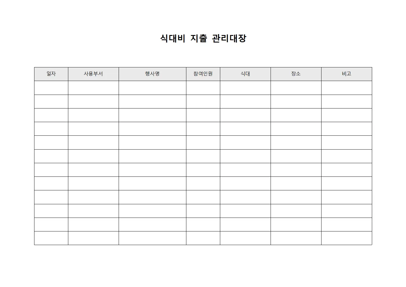 식대비지출관리대장 - 행사경비결산보고