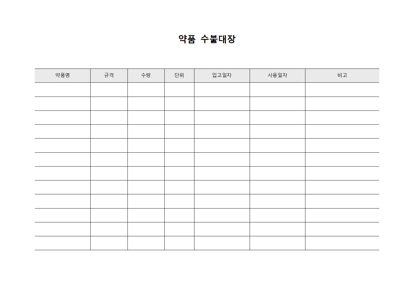 약품수불대장 - 물품관리 점검