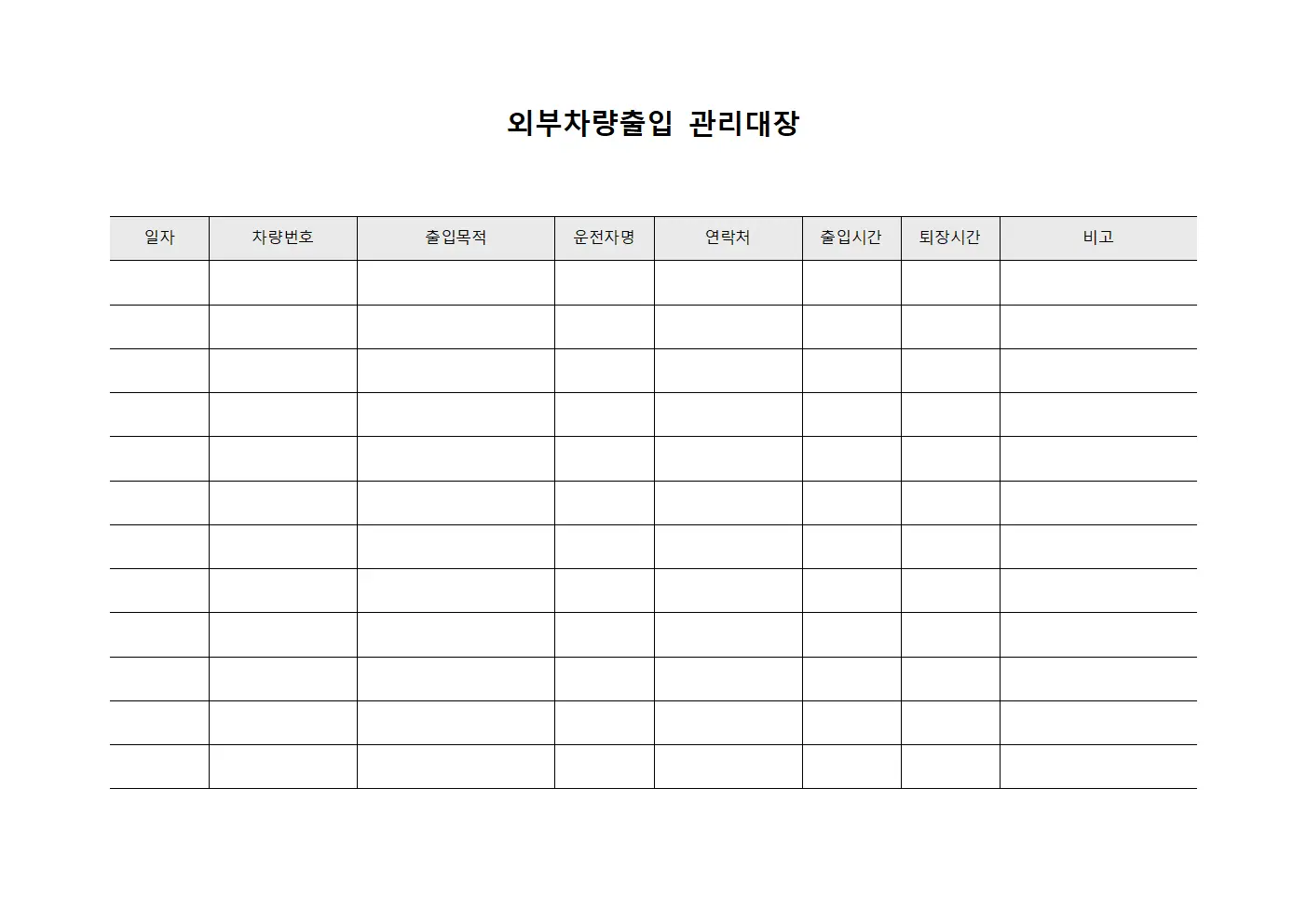 외부차량출입관리대장 - 차량출입현황