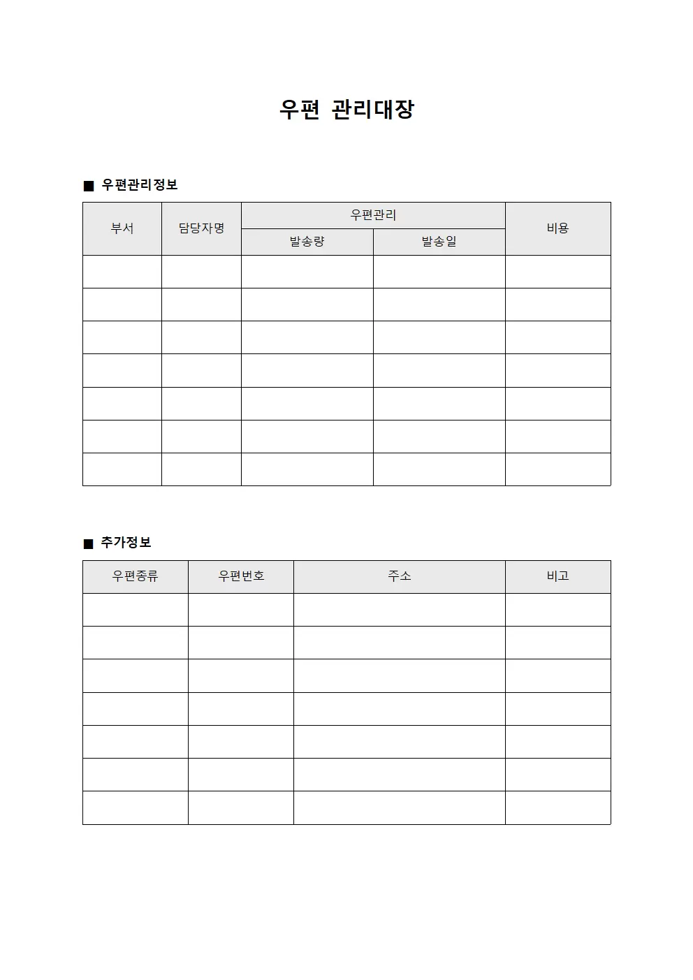 우편관리대장 (예산배정)
