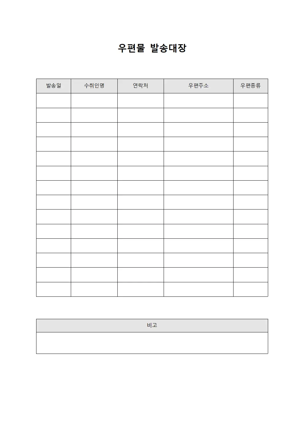 정기배송 우편물발송대장 관리 양식.서식