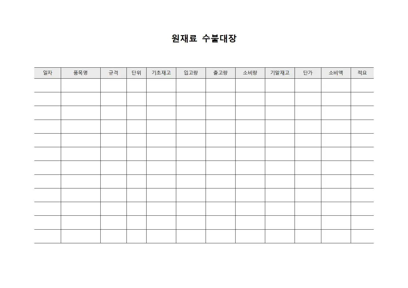 원재료수불대장 - 소비내역통계