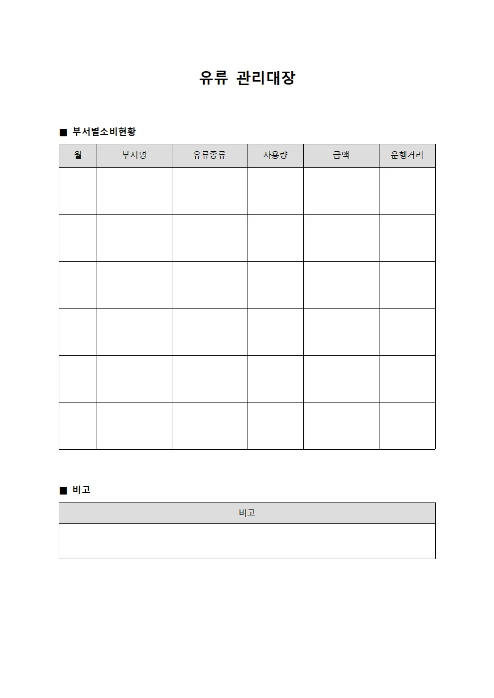 유류관리대장 (부서별소비)