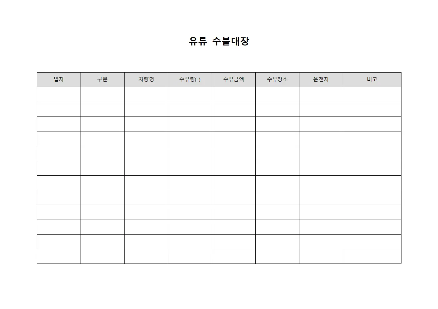 회계 처리 연료 수불대장 현황