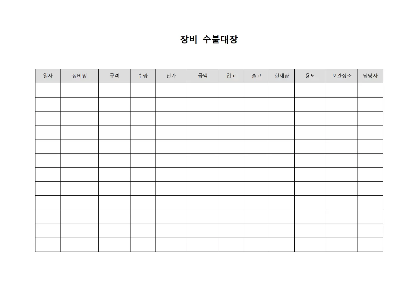 물자 장비수불대장 소비현황분석