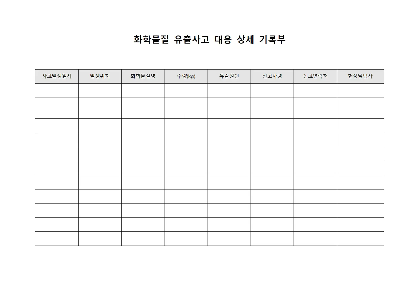 화학물질 유출사고 대응 상세 기록부