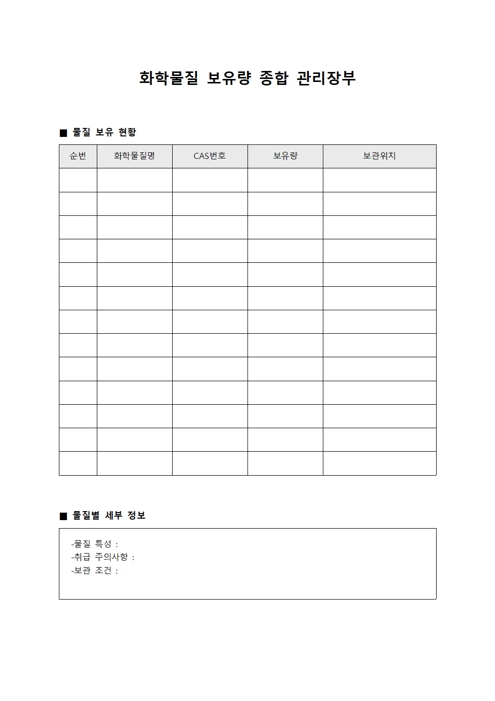 화학물질 보유량 종합 관리장부