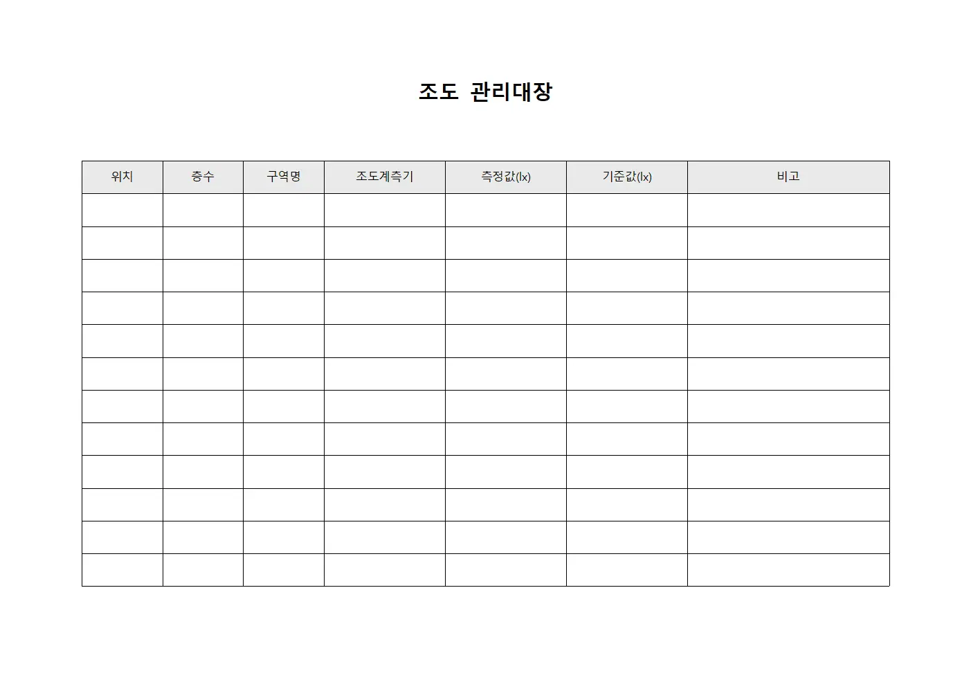 조도관리대장 (보조공간 점검현황)
