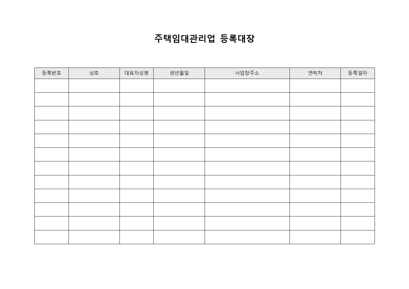 주택임대관리업 등록대장 (등록현황)