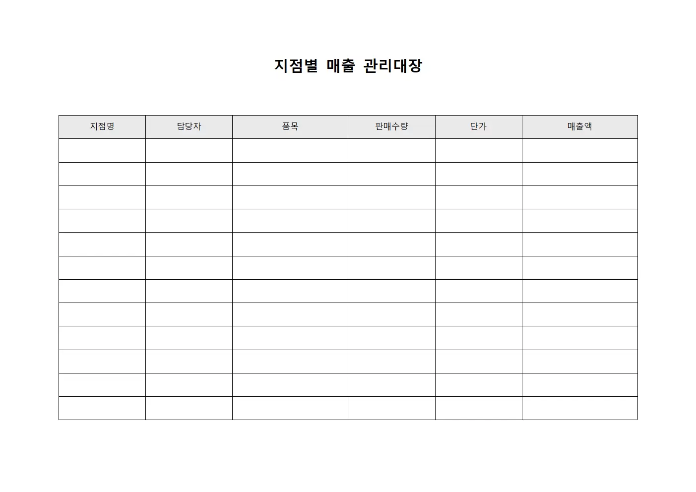 지점별매출관리대장 (품목별이동현황)