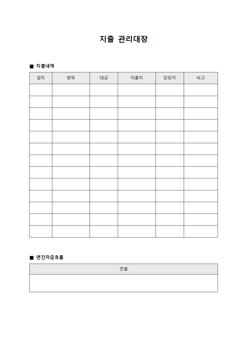 지출관리대장 (연간자금흐름)