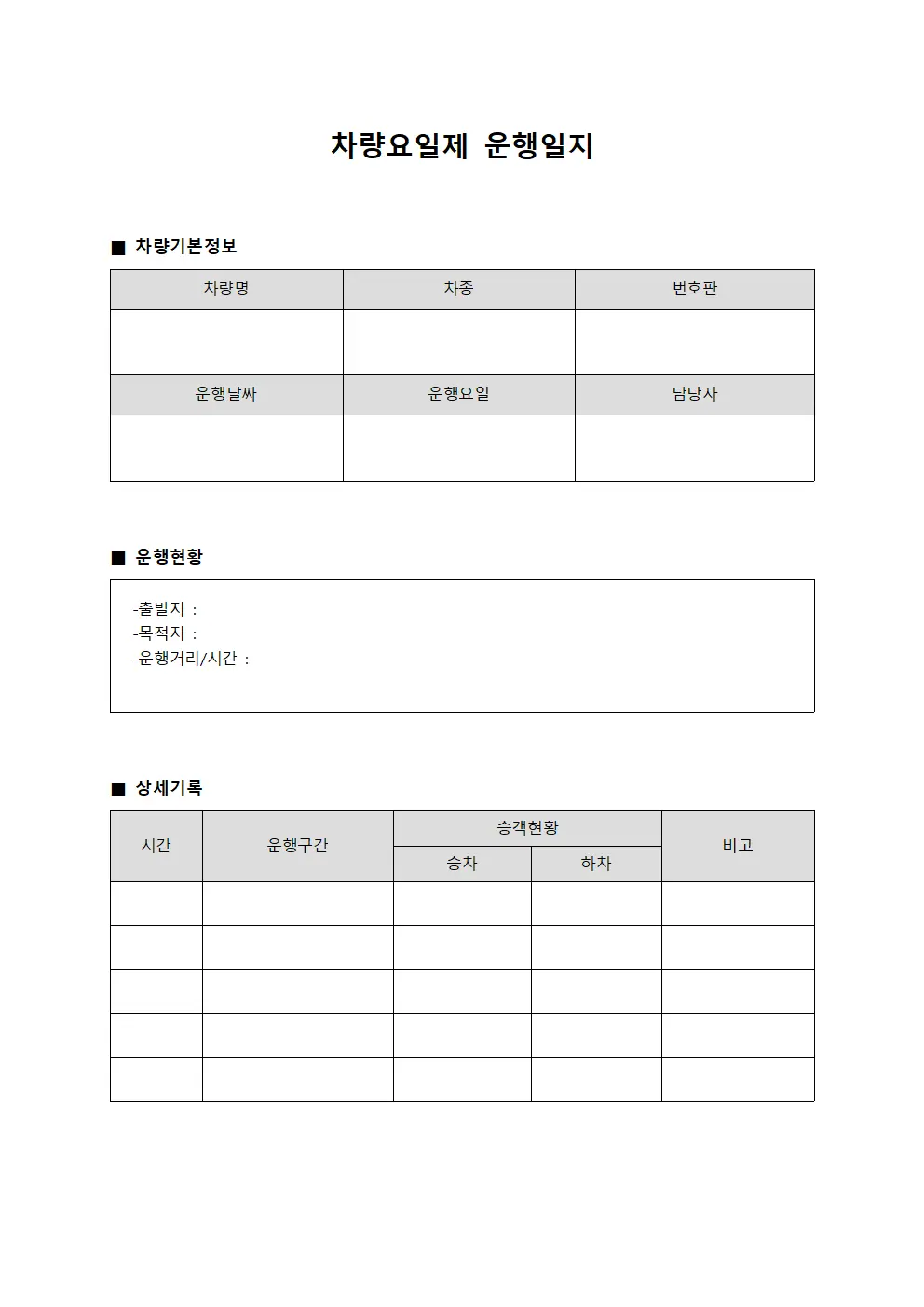 차량요일제운행일지 - 정기 현황관리