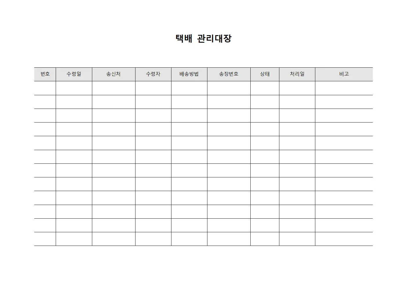택배관리대장 (고객요청처리)