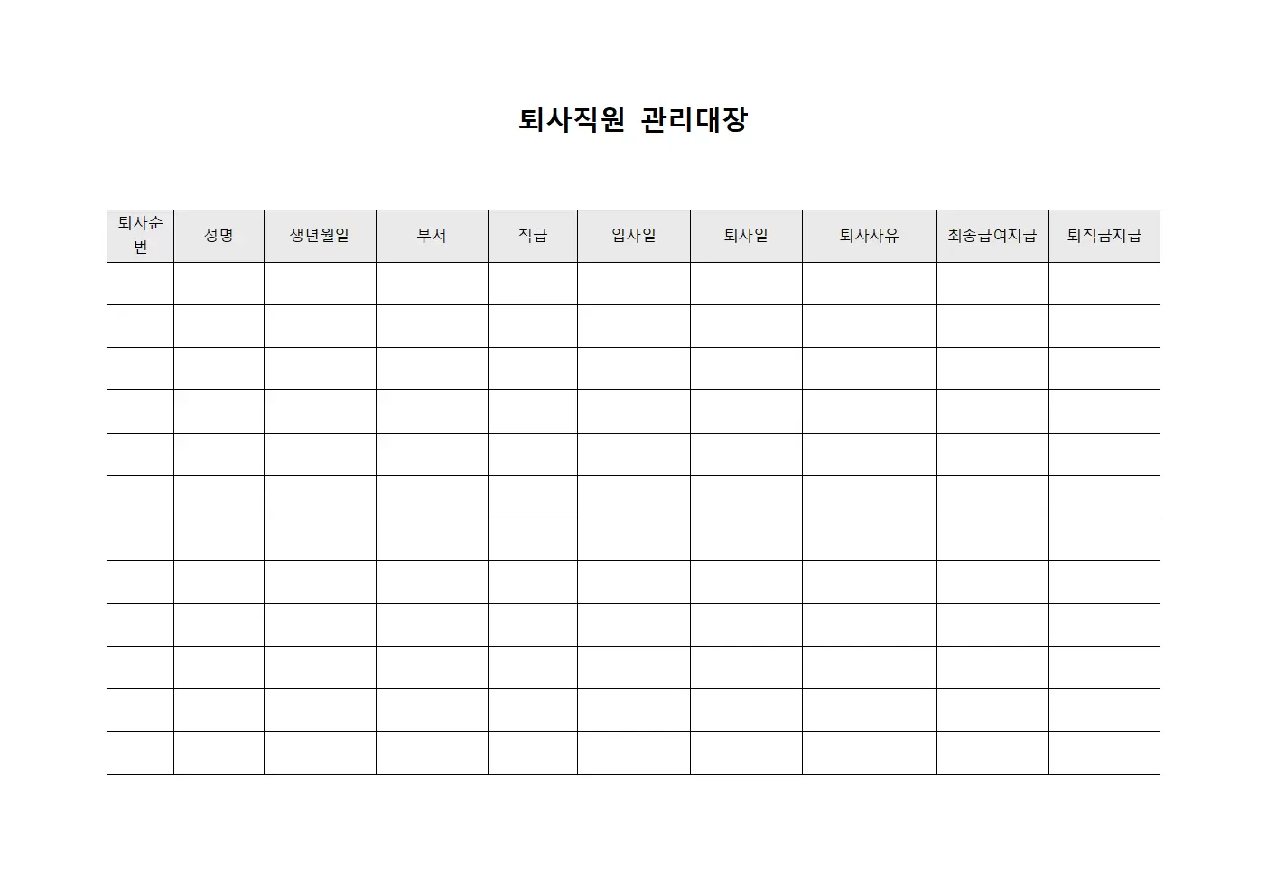 퇴사직원관리대장 - 서류제출현황