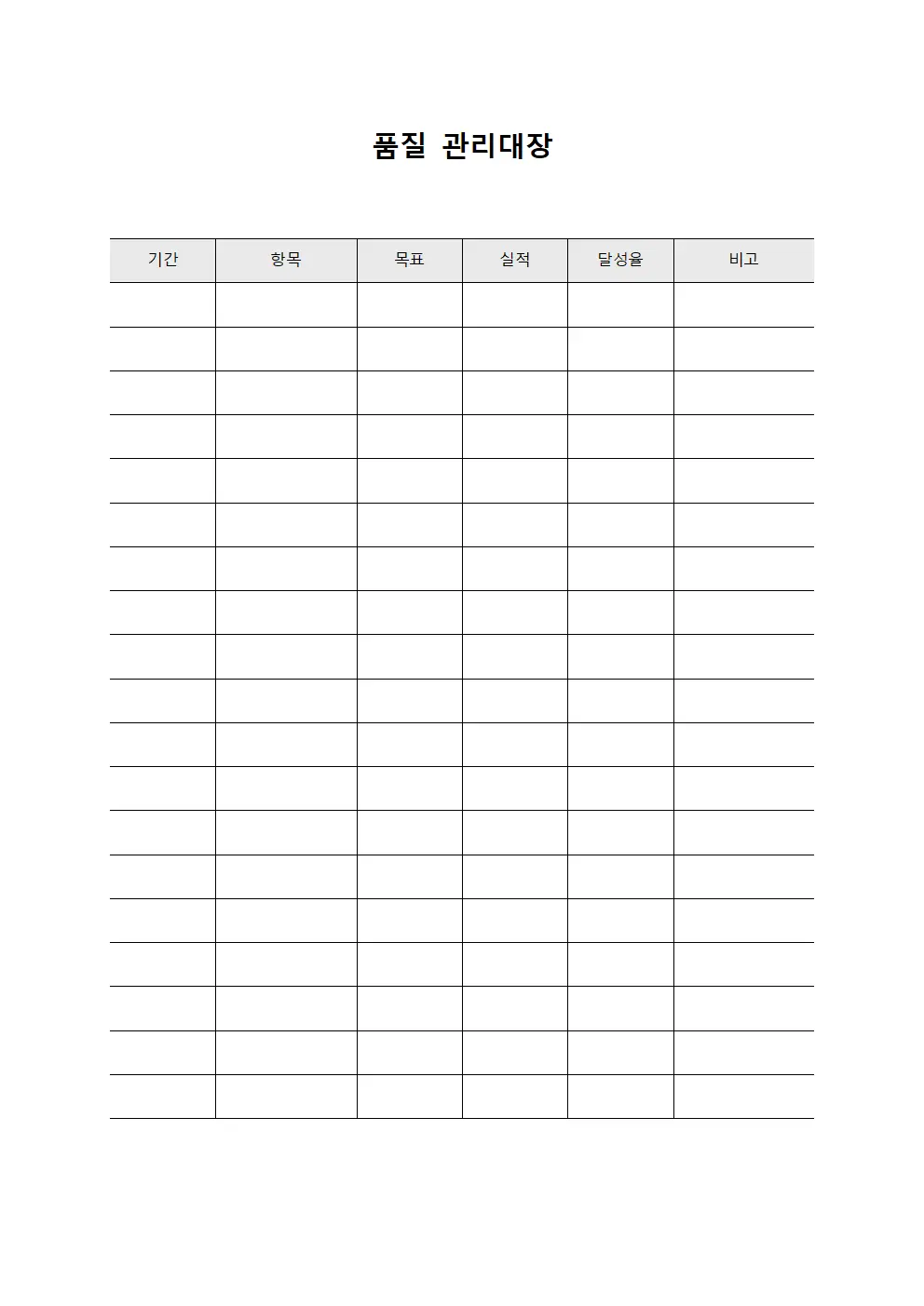 품질관리대장 (월간현황분석)