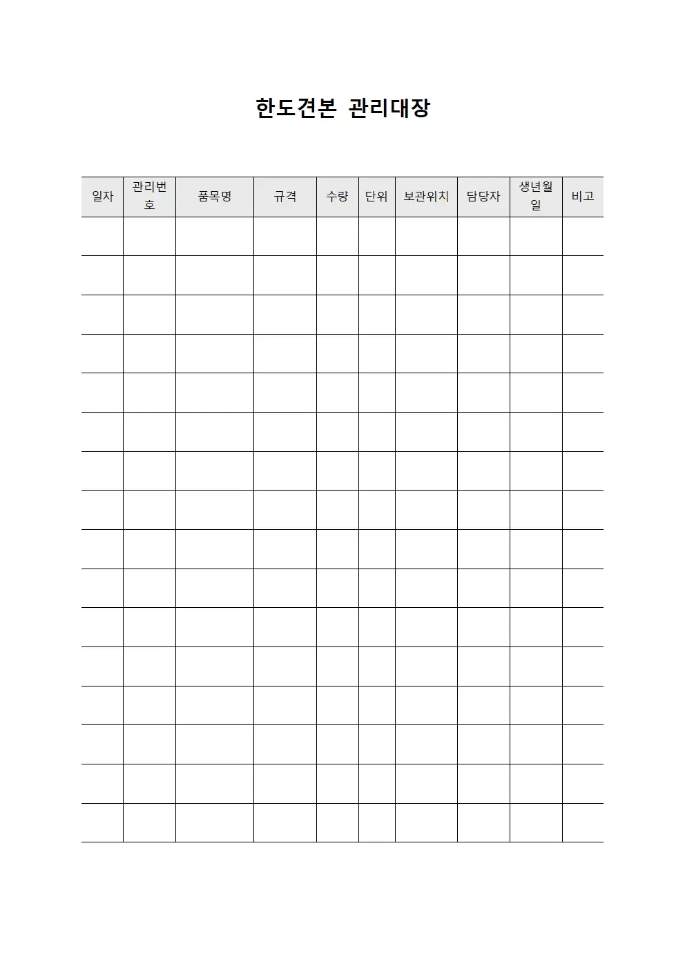 점검담당수행내역 한도견본관리대장