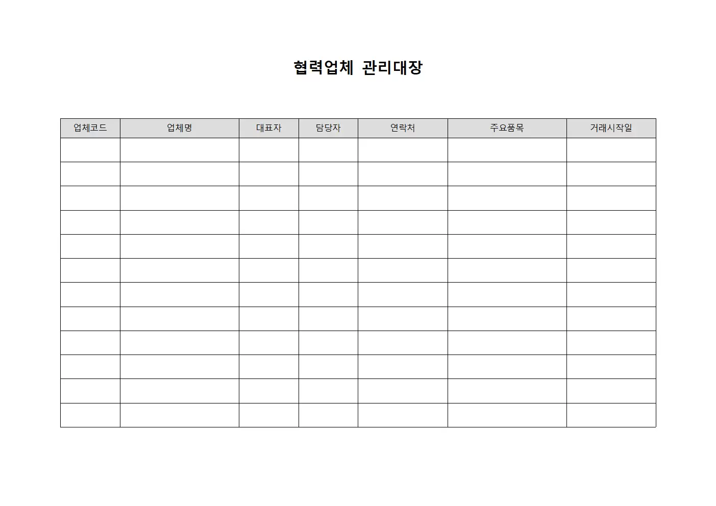 생산협력사 협력업체관리대장