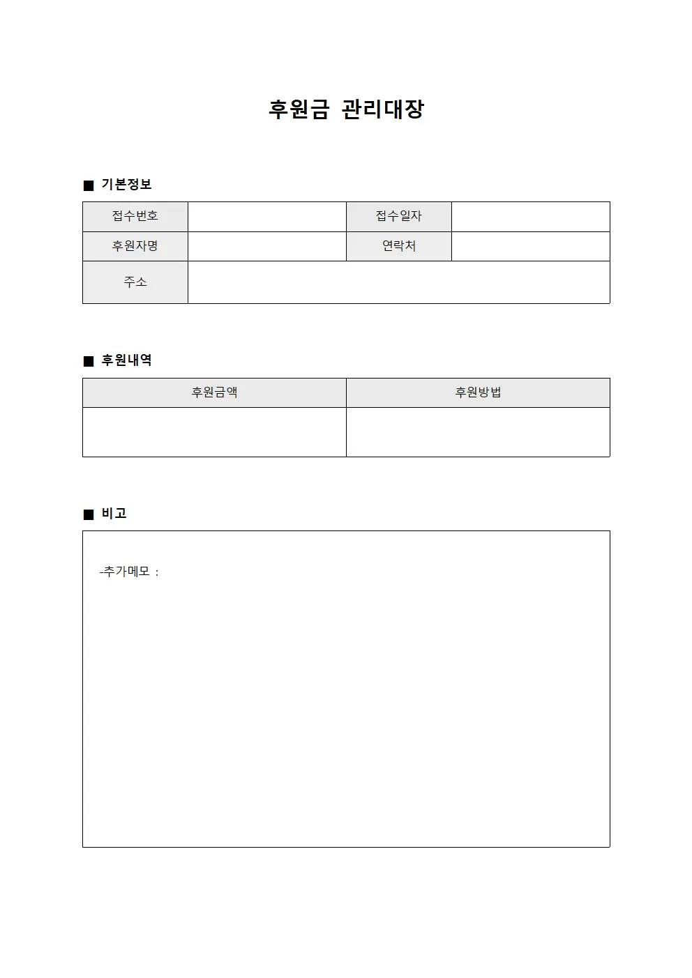 재원배분내역 후원금관리대장