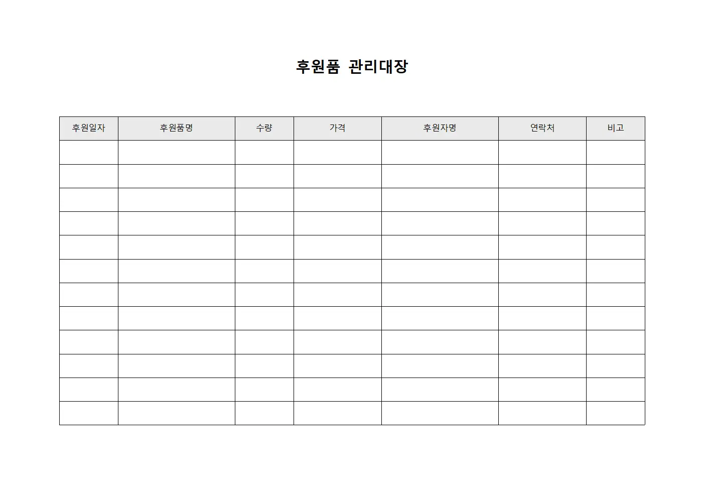 후원품관리대장 - 기부금영수증발행현황