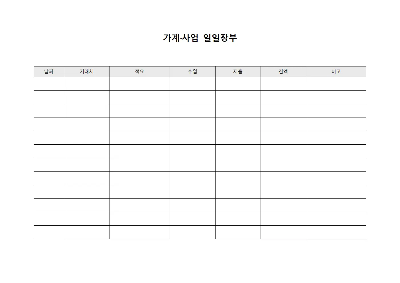 가계·사업 일일장부