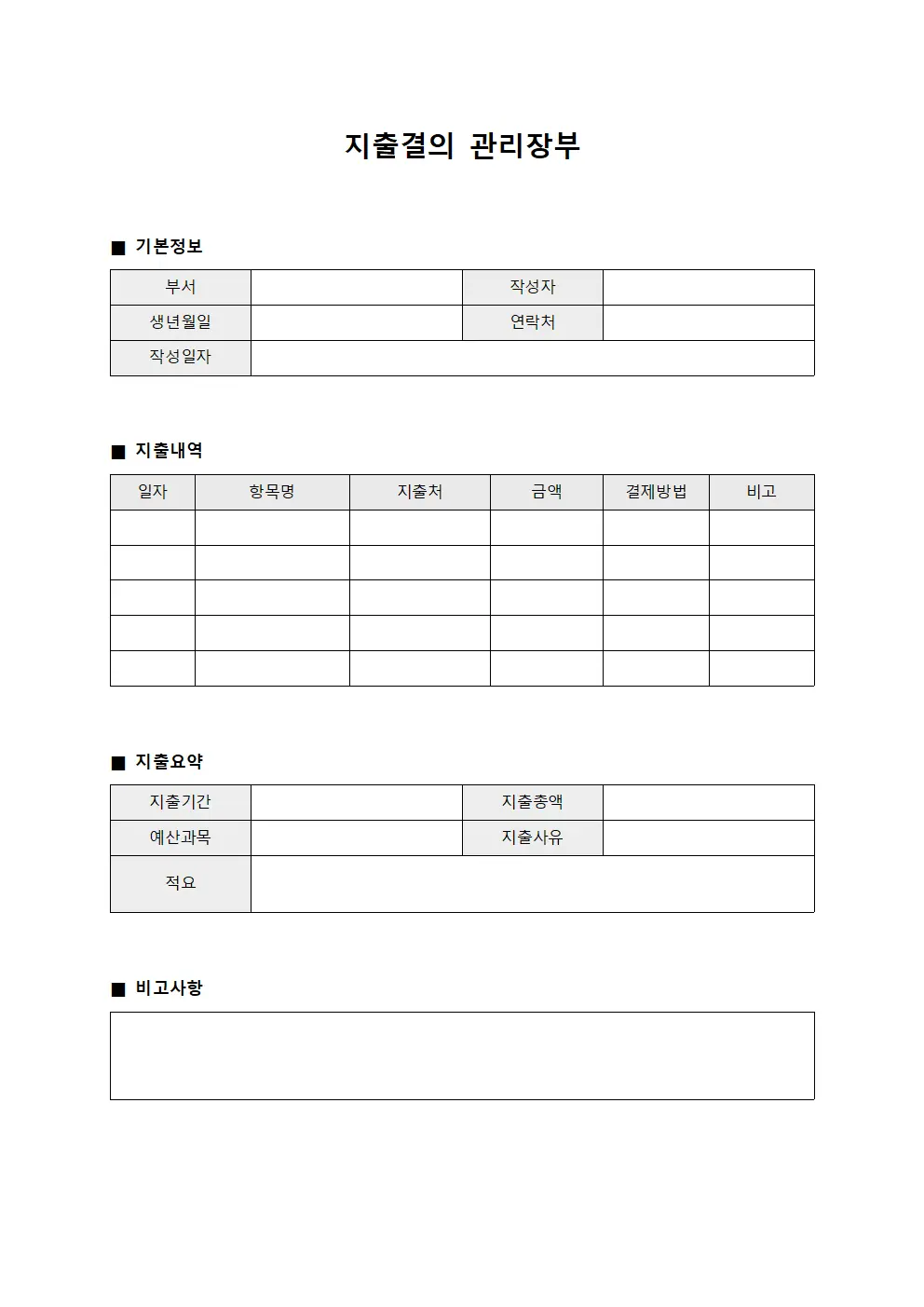 지출결의 관리장부