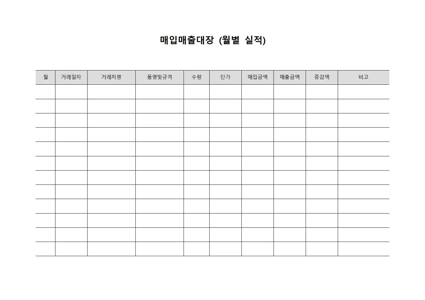 매입매출대장 (월별 실적)