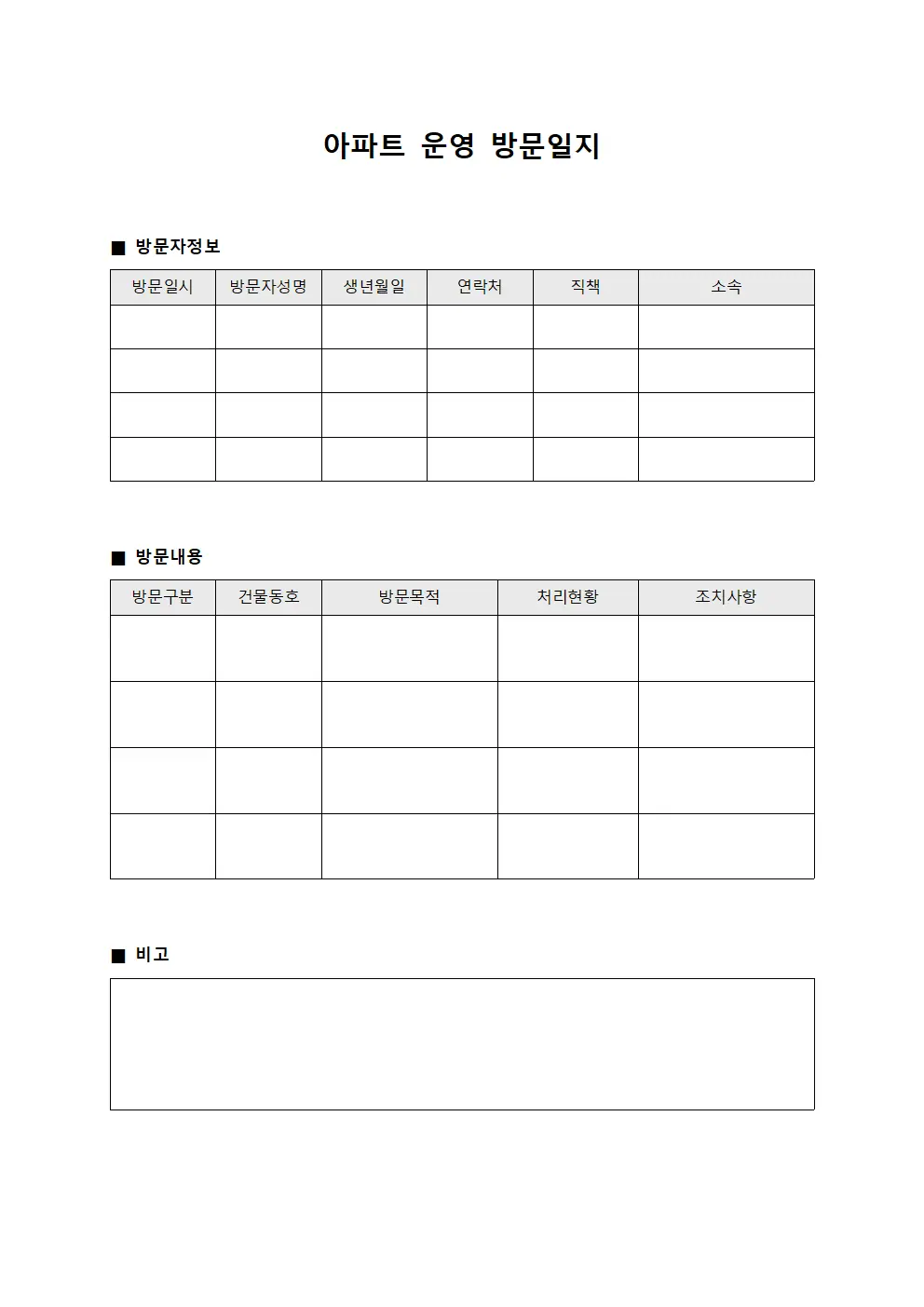 아파트 운영 방문일지
