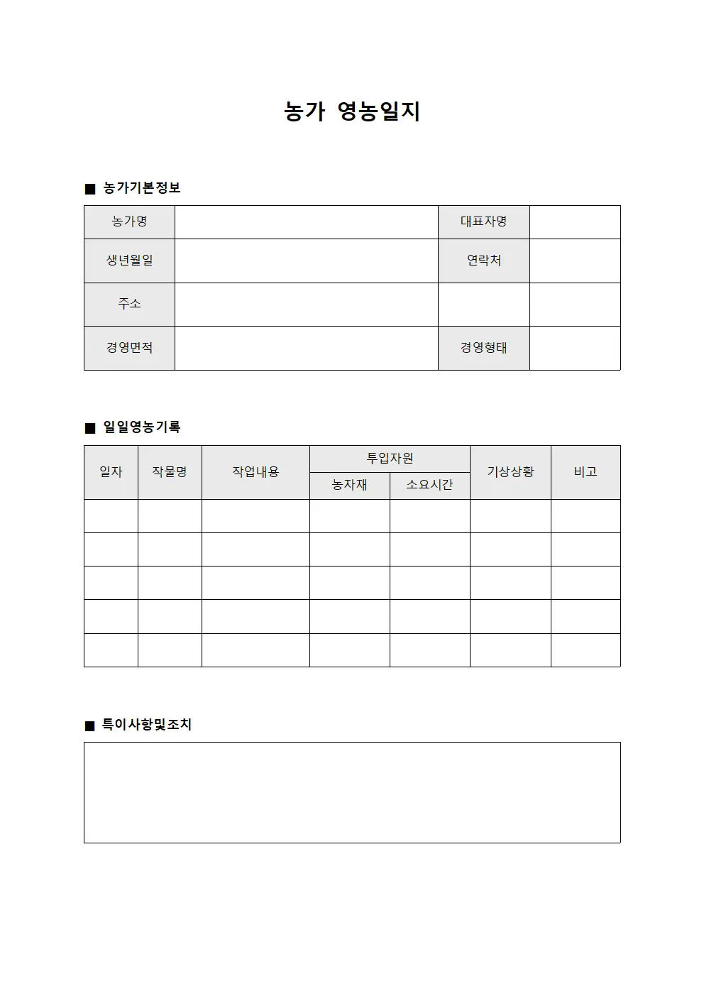 농가 영농일지