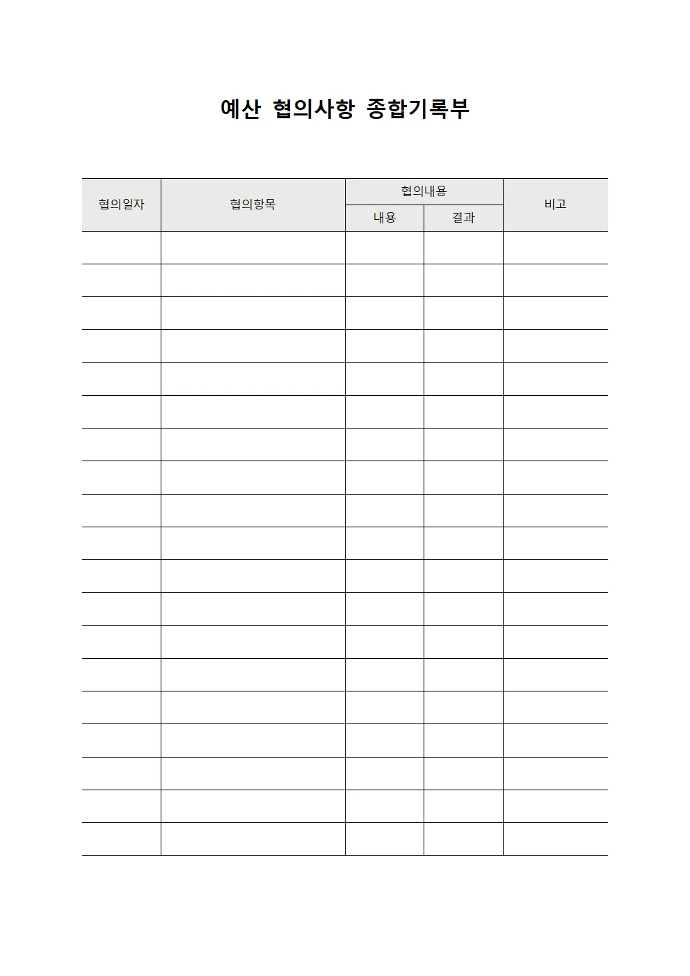 예산 협의사항 종합기록부