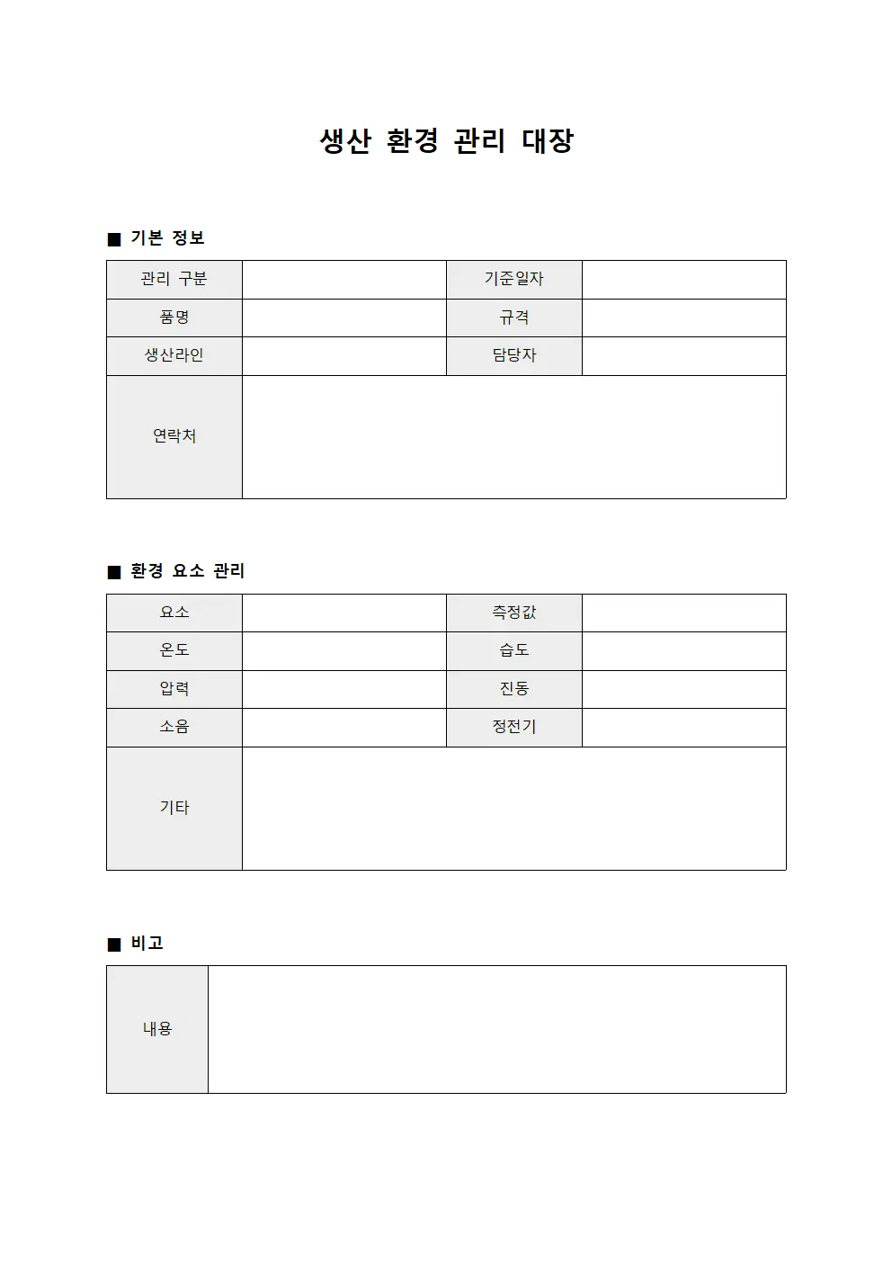 생산 환경 관리 대장