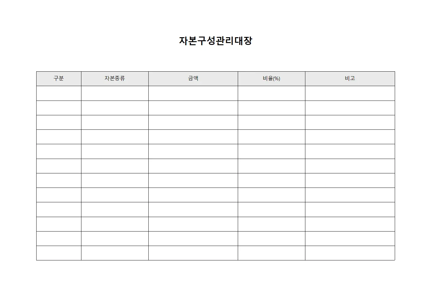 자본구성관리대장
