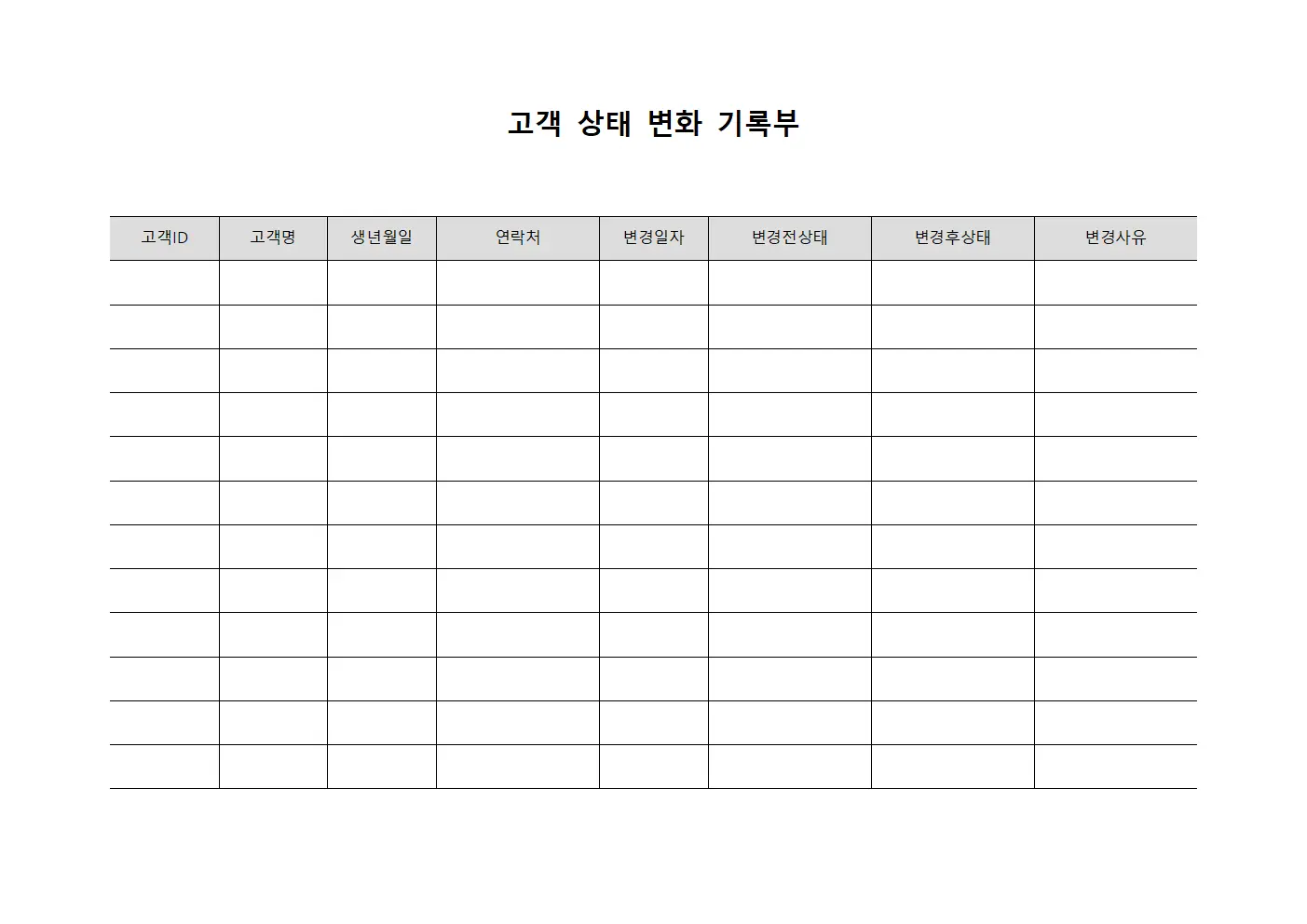 고객 상태 변화 기록부