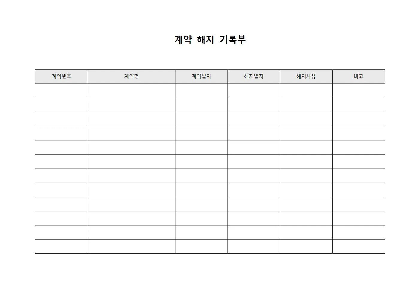 계약 해지 기록부