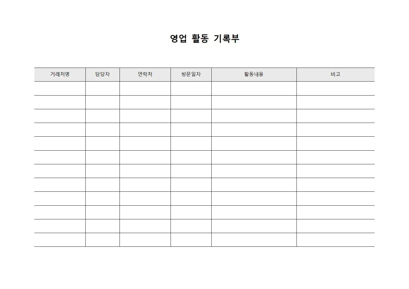 영업 활동 기록부
