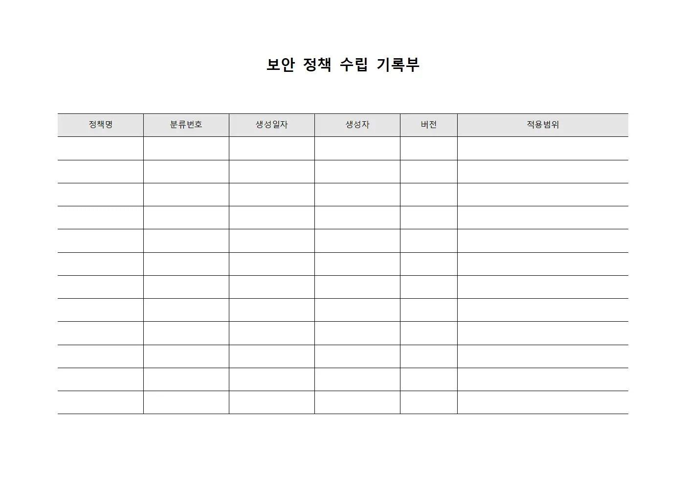 보안 정책 수립 기록부