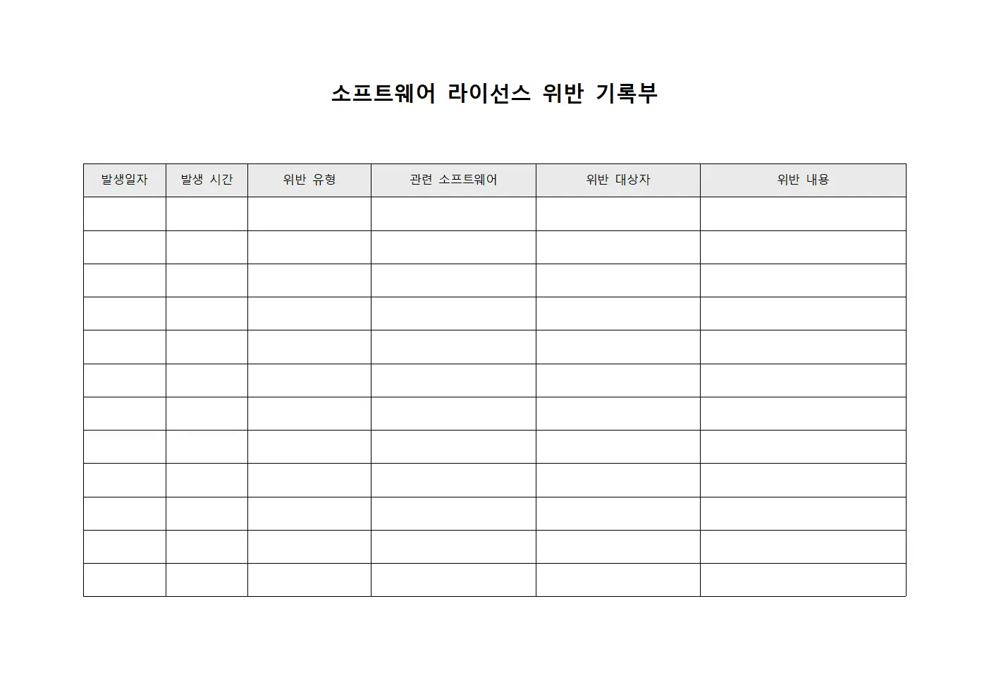 소프트웨어 라이선스 위반 기록부