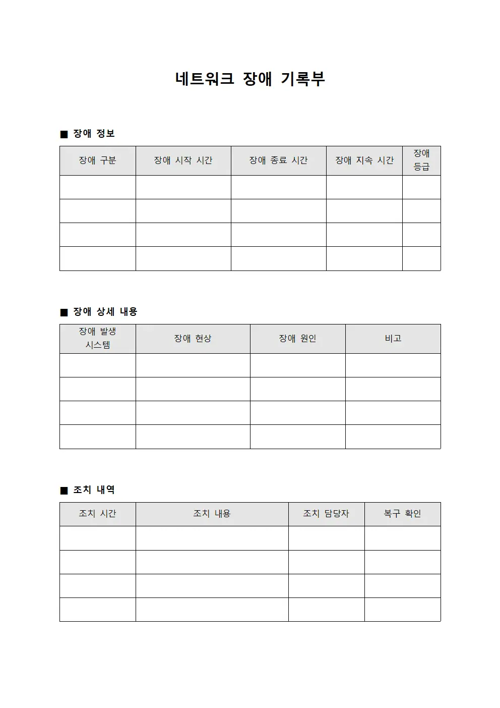 네트워크 장애 기록부