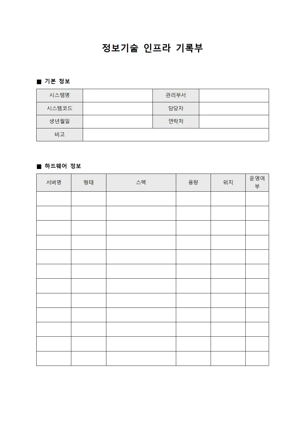 정보기술 인프라 기록부