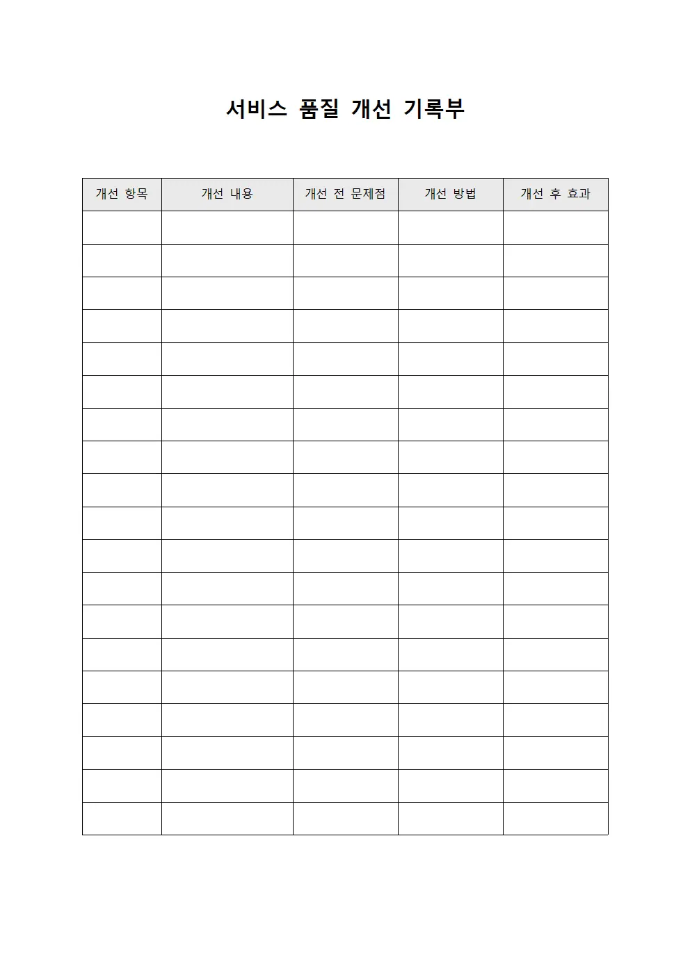 서비스 품질 개선 기록부