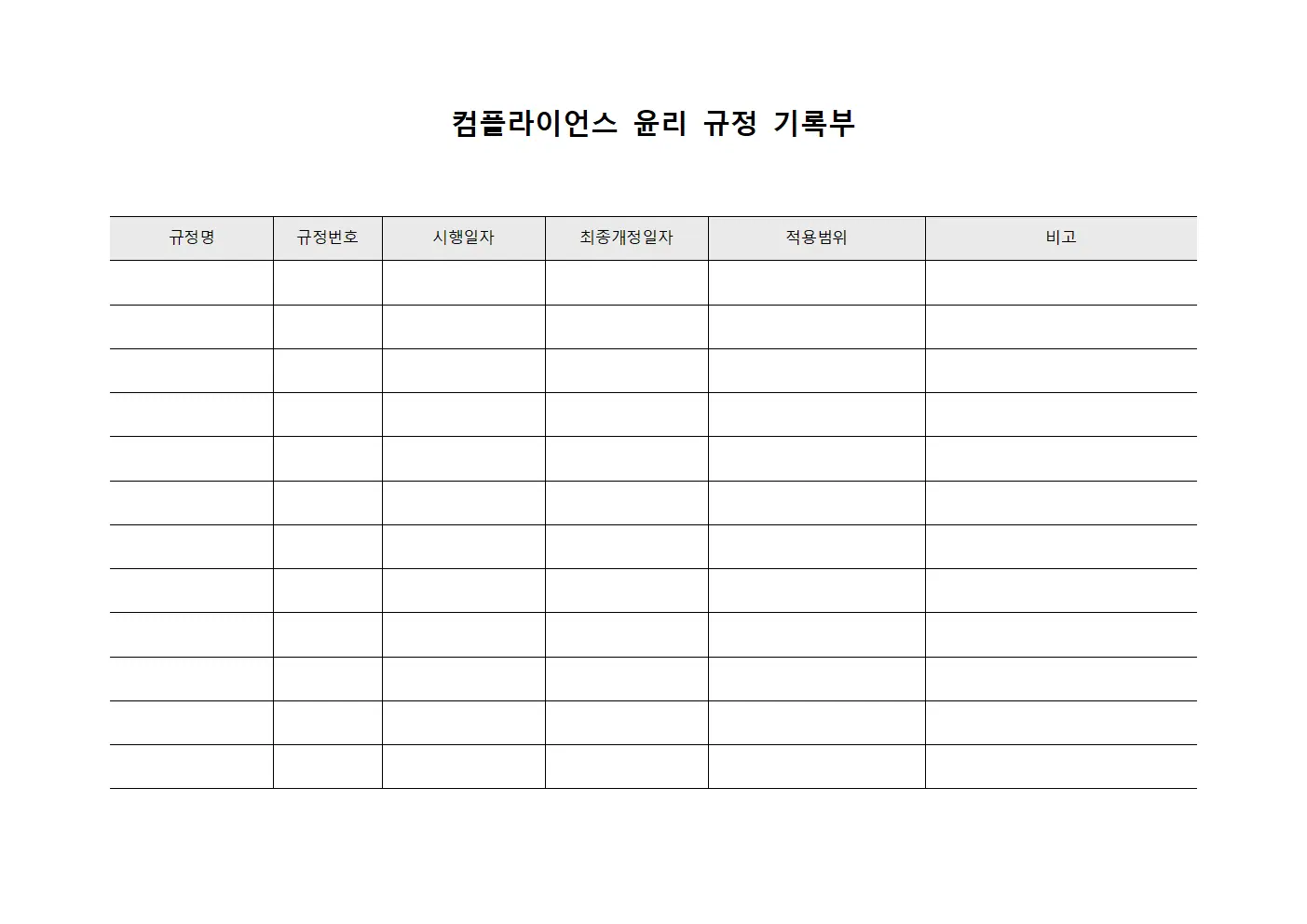 컴플라이언스 윤리 규정 기록부