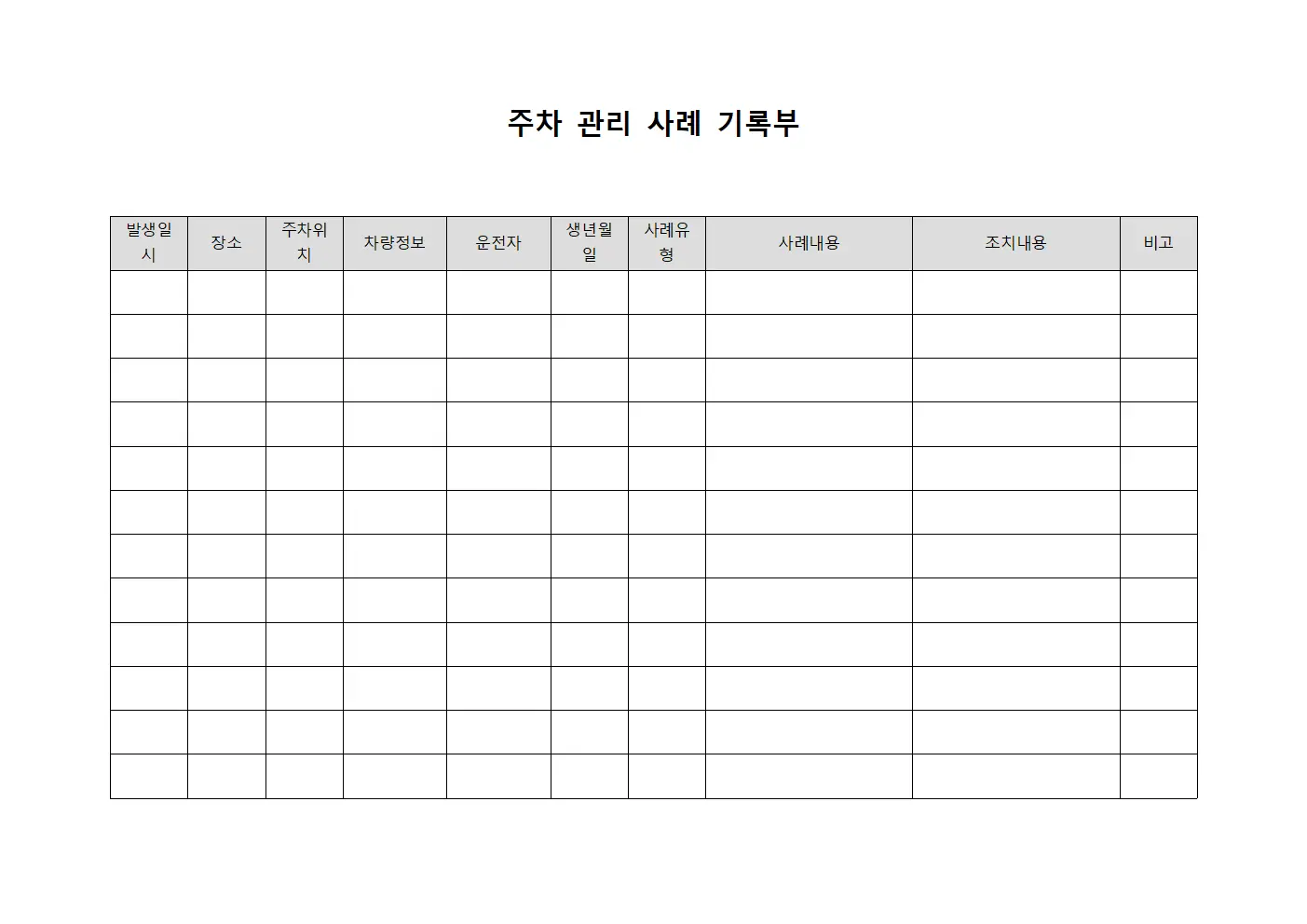 주차 관리 사례 기록부