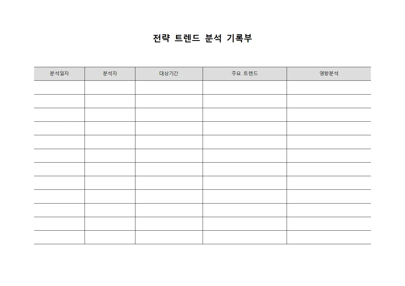 전략 트렌드 분석 기록부 서식
