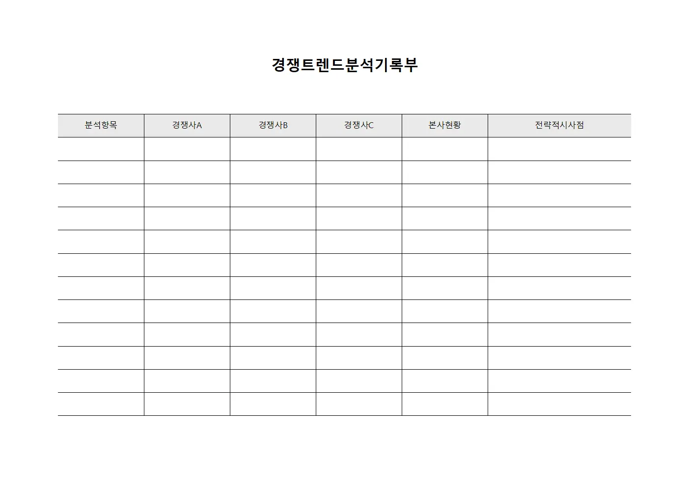 경쟁트렌드분석기록부 양식문서