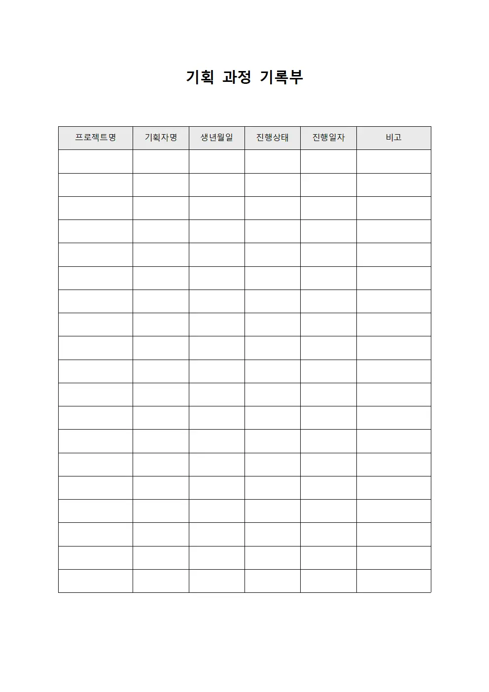기획 과정 기록부 문서.서식