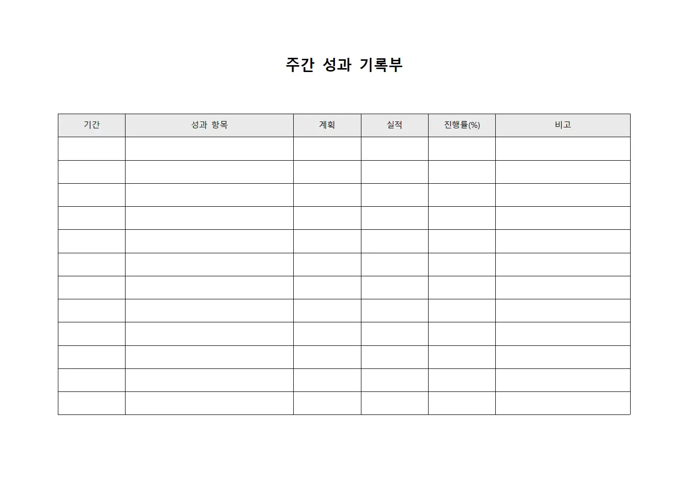 주간 성과 기록부 양식파일